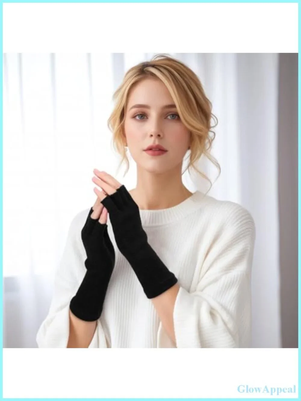 Fingerless Gloves for Women Winter Knit Half Finger Acrylic Gloves Long Cuff